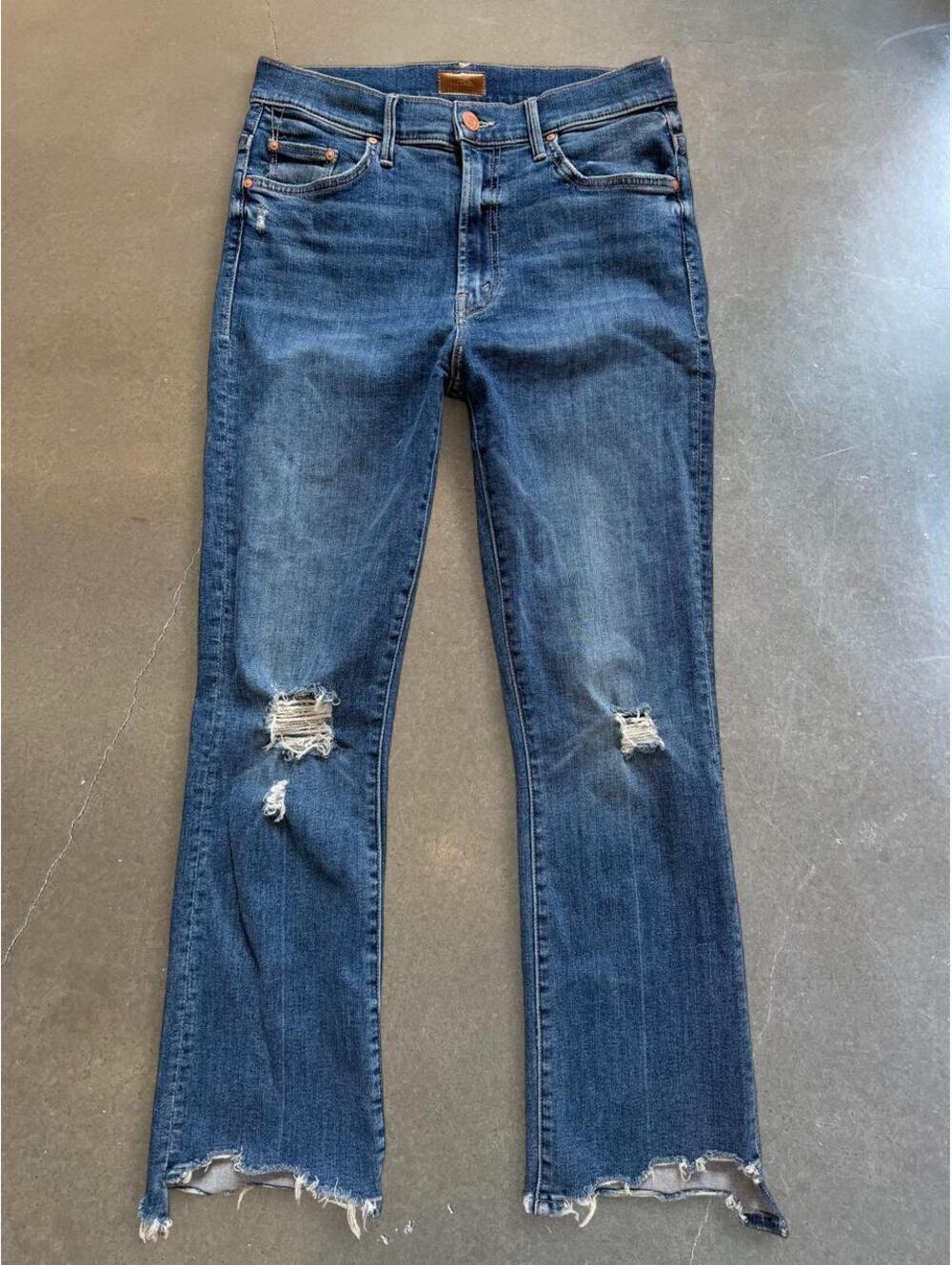 MOTHER The Insider Crop Step Chew Jeans 28 Dancing On Coals Distressed
